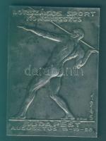 1945. "I.Országos Sport Kongresszus" alpakka szögletes emlékplakett. Szign:P.Bak T:2