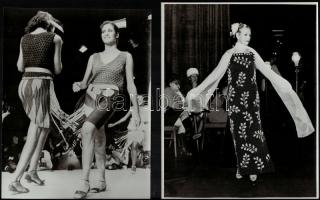 cca 1974 Divat bemutatók Budapesten, Párizsban, Münchenben, 3 db feliratozott vintage fénykép, 22x15...