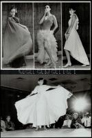 cca 1974 Divat bemutatók Budapesten, Párizsban, Münchenben, 3 db feliratozott vintage fénykép, 22x15...