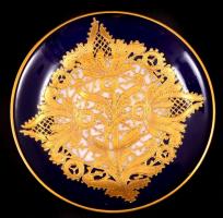 Jelzett "csipkés" mini csésze és alj, kézzel festett, apró kopásokkal