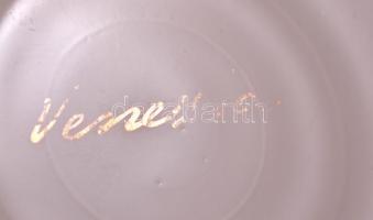 Jelzett "csipkés" mini csésze és alj, kézzel festett, apró kopásokkal