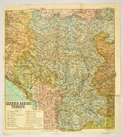 1915 A szerbiai háború térképe. 50x45 cm. Szakadásokkal