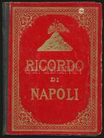 cca 1900 Ricordo di Napoli, leporelló könyvecske számos képpel, elváló félvászon kötésben