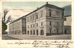 1905 Eperjes, Presov; Collegium, Elemi iskola, szövetkezeti üzlet. Fénynyomat Divald műintézetéből / school, college, cooperative shop