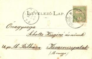 1905 Eperjes, Presov; Fő utca, háttérben Collegium és a plébániatemplom tornya, Moskovits Gyula, Lie...