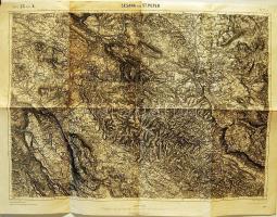 cca 1900 Sesana és St. Peter katonai térkép / Sesana and St. Peter military map 60x40cm