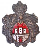 ~1920-1930. Civitas Fidelissima Sopron város címerét ábrázoló zománcbetétes jelvény (25,5x30,5mm) T:2