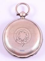 Ezüst (Ag) angol másodpercmutatós zsebóra, kulccsal, működik, kopottas, jelzett, bruttó: 131 g