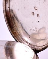 Ezüst (Ag) angol másodpercmutatós zsebóra, kulccsal, működik, kopottas, jelzett, bruttó: 131 g