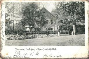 1902 Pozsony, Pressburg, Bratislava; Csalogányvölgy. Kiadja Duschinsky G. 5360. / Nachtigalthal / Slávicie údolie / street view (EB)