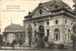 1908 Pöstyén, Pistyan, Piestany; Franz Josef Bad / Ferenc József fürdő, infanterista. Kiadja Gipsz H. 255. / bathing hall, infanterist, spa carriage (EK)