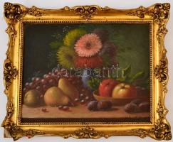 Molnár jelzéssel: Asztali csendélet. Olaj, karton, keretben, 30×37 cm