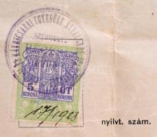 1923 Pécel, Kőműves tanlevél. Péceli és Rákoscsabai Egyesült Általános Ipartestület, aláírásokkal, 5...