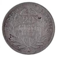 Franciaország / Második Császárság 1857A 20c Ag "III. Napóleon" T:2- ü.
France / Second E...