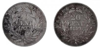Franciaország / Második Császárság 1859A 20c Ag "III. Napóleon" (2x) T:2,2- patina
France...