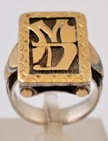 Aranyozott ezüst(Ag) pecsétgyűrű, jelzett, méret: 58, nettó: 12 g