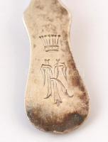 Ezüst(Ag) antik teás kanál, jelzett, h: 15 cm, nettó: 22,4 g