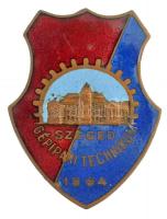 DN Szeged Gépipari Technikum 1894 zománcozott fém jelvény (28x37mm) T:2