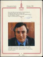 1980 Valerij Borzov ukrán atléta aláírása a moszkvai olimpia emléklapján