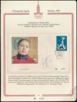1980 Lyudmila Turishcheva szovjet olimpiai bajnok tornásznő aláírása a moszkvai olimpia emléklapján