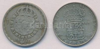 Svédország 1946TS 1K Ag "V. Gusztáv" + 1964U 1K Ag "VI. Gusztáv" T:2,2-
Sweden ...