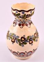 Lázi János (fazekas): Hódmezővásárhelyi váza, kézzel festett mázas kerámia, jelzett, kopott, m: 30 cm