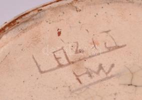 Lázi János (fazekas):  Hódmezővásárhelyi váza, kézzel festett mázas kerámia, jelzett, kopott, m: 30 ...