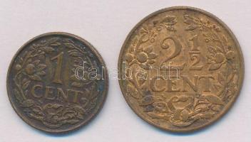 Curacao 1944D 1c Br + 2 1/2c Br T:2,2- Curacao 1944D 1 Cent Br + 2 1/2 Cents Br C:XF,VF