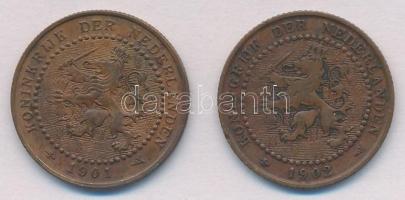 Hollandia 1901-1902. 1c Br (2xklf) T:2
Netherlands 1901-1902. 1 Cent Br (2xdiff) C:XF