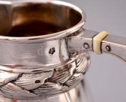 Art deco ezüst (Ag.) kiöntő készlet, elefántcsont gyűrűkkel, jelzett, mesterjeggyel (HS), összesen: ...