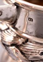 Art deco ezüst (Ag.) kiöntő készlet, elefántcsont gyűrűkkel, jelzett, mesterjeggyel (HS), összesen: ...