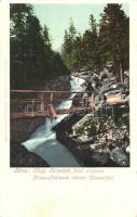 Tátra, Magas Tátra, Vysoké Tatry; Nagy Tarpatak felső vízesése, fahíd. Kiadja Cattarino 124. / Gross-Kohlbach oberer Wasserfall / Studená dolina vodopád / waterfall, wooden bridge