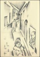 Molnár C. Pál (1894-1981): Esti séta, kis szériás ofszet, papír, 30×21 cm