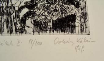 Csohány Kálmán (1925-1980): Bajor emlékek II. Rézkarc, papír, jelzett, 20×15 cm