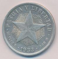 Kuba 1933. 1P Ag T:2 Cuba 1933. 1 Peso Ag C:XF