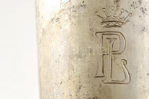 Keresztelő ezüst pohár és kanál PL monogrammal. Jelzett, mesterjeggyel. össz: 112 g / Silver Christi...