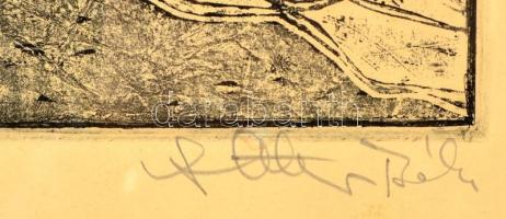 Stettner Béla (1928-1984): Szélben. Rézkarc, papír, jelzett, 30×23 cm