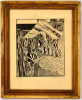 Stettner Béla (1928-1984): Szélben. Rézkarc, papír, jelzett, 30×23 cm