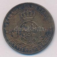 Spanyolország 1868OM 2 1/2c Cu "II. Izabella" 7 ágú csillag T:2-
Spain 1868O 2 1/2 Centim...