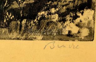 Bencze László (1907-1992): Telep. Rézkarc, papír, jelzett, üvegezett,  22,5×33,5 cm