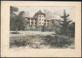 Zsille Győző (1925- ): Sport Szálló; Szanatórium; Béke Üdülő, 3 db színes rézkarc, papír, jelzettek,...