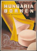 Szűcs Pál (1906-1969): Hungária borkén. Plakát terv. Vegyes technika, papír. Jelzett. 17x23 cm