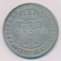 Spanyolország 1866. 40c Ag "II. Izabella" (4,88g) T:2-
Spain 1866. 40 Centimos Ag "I...