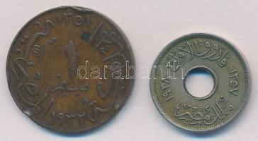 Egyiptom 1932. 1m Br + 1938. 1m Cu-Ni T:2 ph.
Egypt 1932. 1 Millieme Br + 1938. 1 Millieme Cu-Ni C:...