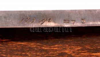 Ezüst(Ag) szivartartó doboz, fa berakással, jelzett, 16×8×2,5 cm, bruttó: 211 g