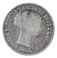 Spanyolország 1853. 2R Ag II. Izabella T:3 Spain 1853. 2 Reales Ag Isabel II C:F