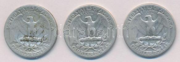 Amerikai Egyesült Államok 1935-1940. 1/4$ Ag "Washington" (3xklf) T:2-,3
USA 1935-1940. 1...
