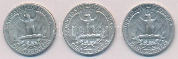 Amerikai Egyesült Államok 1945-1953. 1/4$ Ag "Washington" (3xklf) T:2-
USA 1945-1953. 1/4...