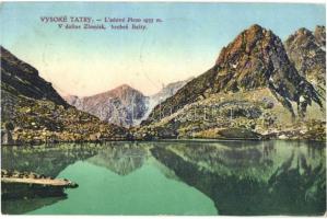 Tátra, Magas Tátra, Vysoké Tatry; Ladové pleso v doline Zlomisk, hreben Basty / Omladékvölgyi Jeges tó, Bástya gerinc / lake, mountain peaks