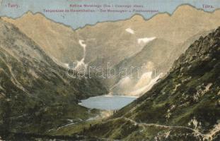 1914 Tátra, Magas Tátra, Vysoké Tatry; Kotlina Morskiego Oka i Czarnego stawu / Tengerszem és Halastókatlan. Kiadja Feitzinger Ed. 823. / Der Meeraugen u. Fischseekessel / lake, mountain peaks, valley